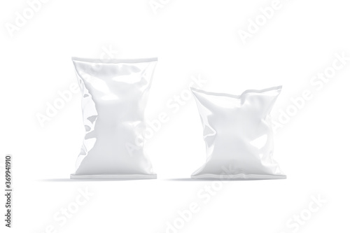 Blank white foil big and small chips pack mockup stand photo