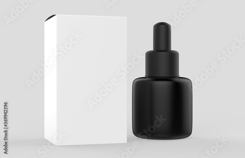 Editable  dropper bottle and cap. Contains accurate mesh to wrap your design with envelope distortion. 3d illustration