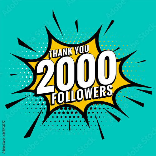2000 social media followers in comic style background