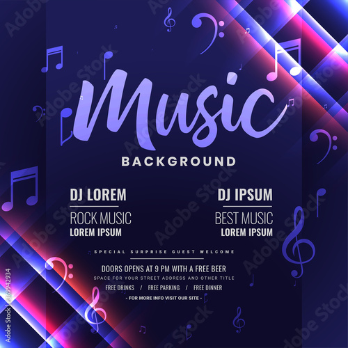 music dj party invitation shiny template design