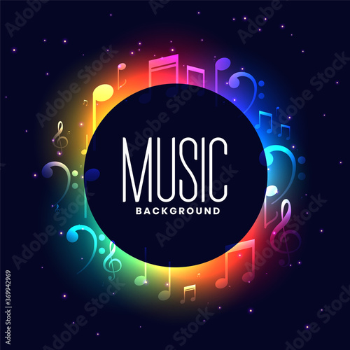 Photo colorful musical festival background with music notes design