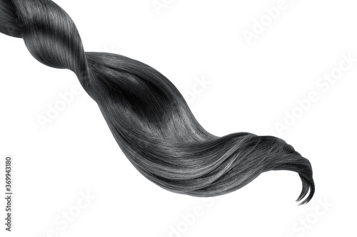 Black shiny hair on white background, isolated