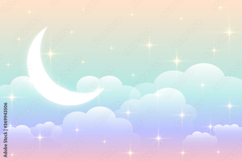 Fototapeta premium sky rainbow background with glowing moon design