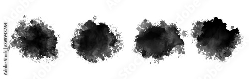 black ink watercolor splatter texture set of four