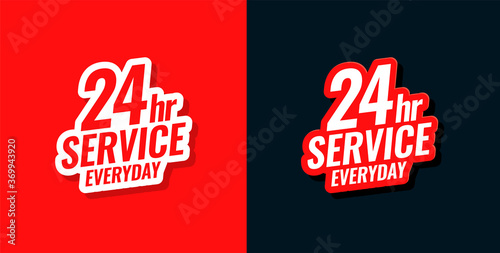 24 hour service everyday concept sticker design