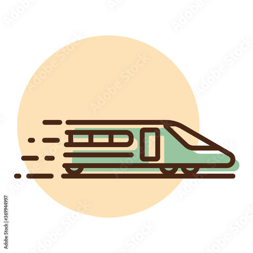 High-speed passenger train flat vector icon