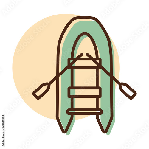 Inflatable rubber boat flat vector icon