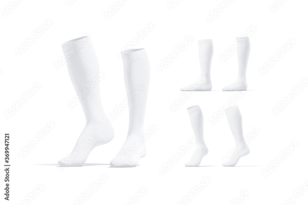 Blank white pair soccer socks toe mockup, different views Stock ...