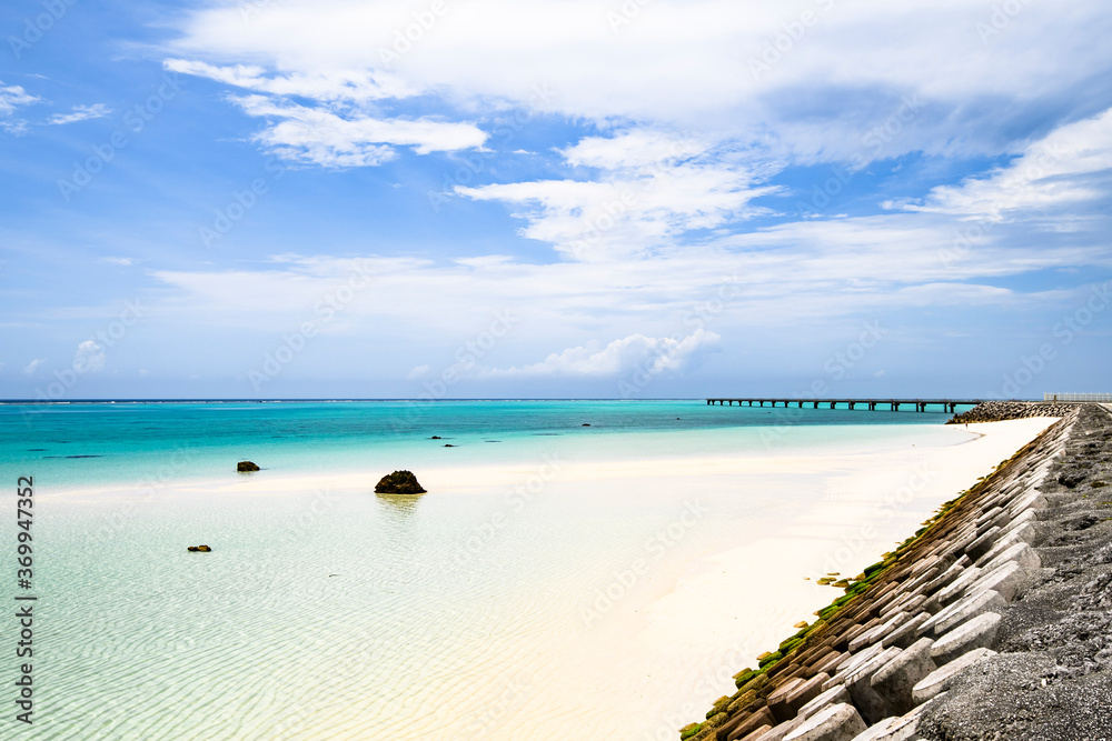 Beautiful 17 End Beach of Miyako Island with Blue Sky Beautiful 17 End Beach of Miyako Island with Blue Sky