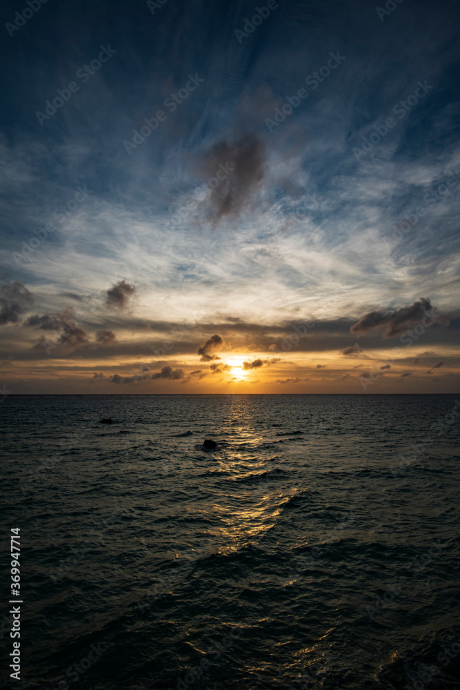 Beautiful Sunset over Ocean in Miyako Island, Okinawa Japan