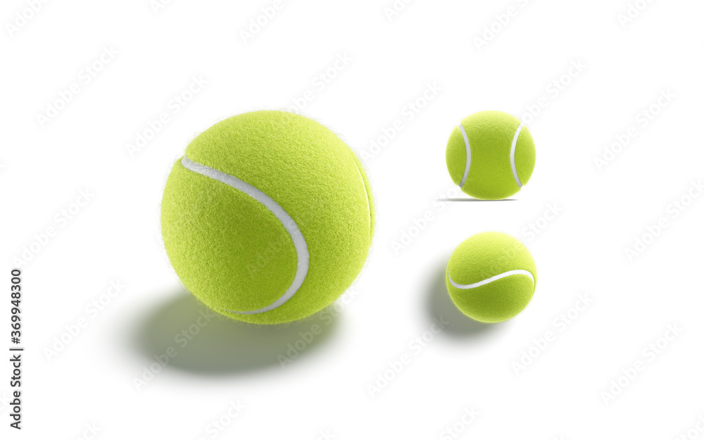 Blank green tennis ball mockup, different views - obrazy, fototapety, plakaty 