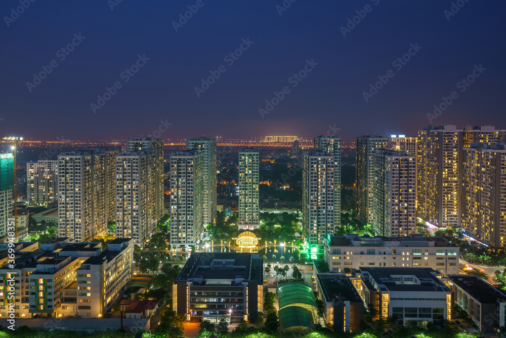 Cityscape of Hanoi skyline at Hai Ba Trung district during sunset time in Hanoi city, Vietnam in 2020