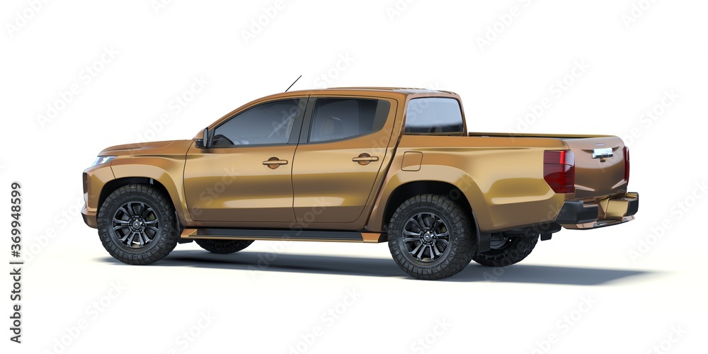 3D rendering of a brand-less generic pickup truck in studio environment	
