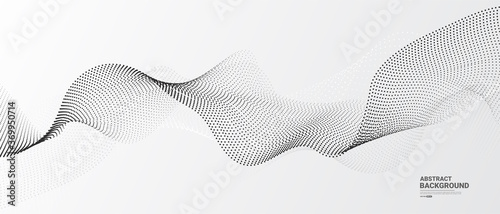 White abstract background with flowing particles. Digital future technology concept. vector illustration.	
 photo