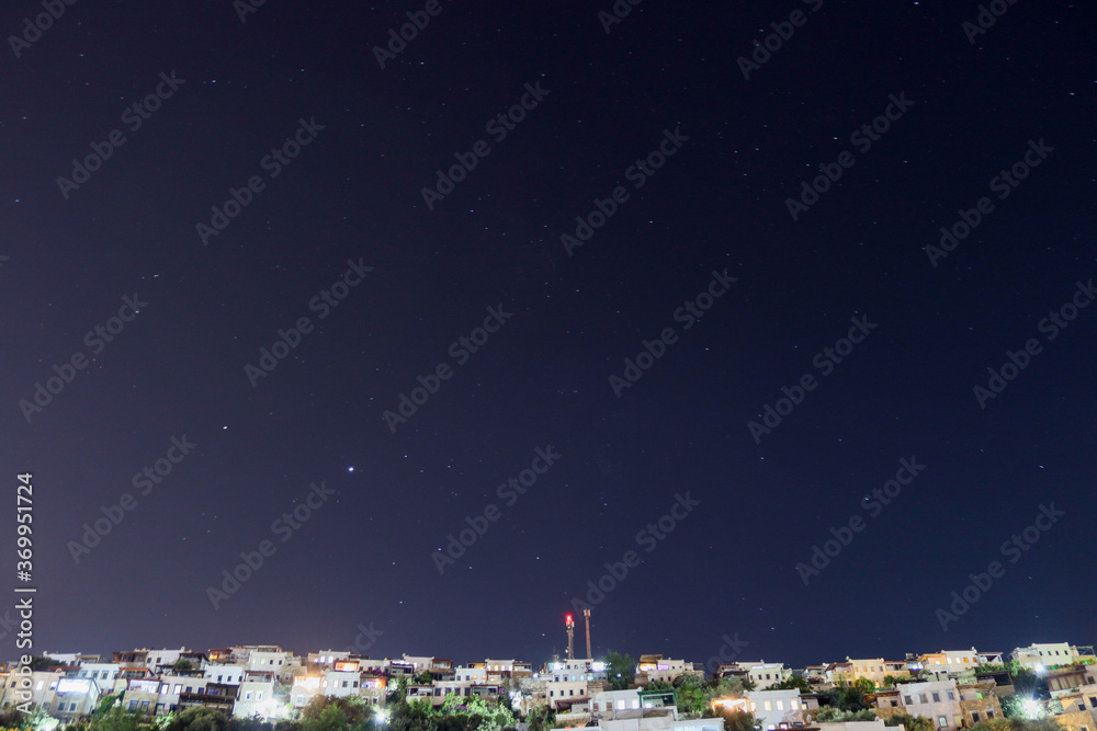 Fototapeta premium view of stars and mountain