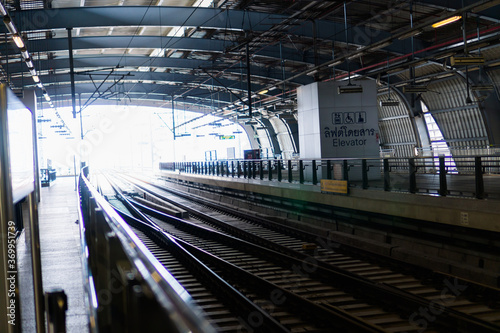 BANGKOK, THAILAND -January 10,2020 : Transport of rail train airport link to transportation connect to termimal at Bangkok Thailand in vacation summer photo