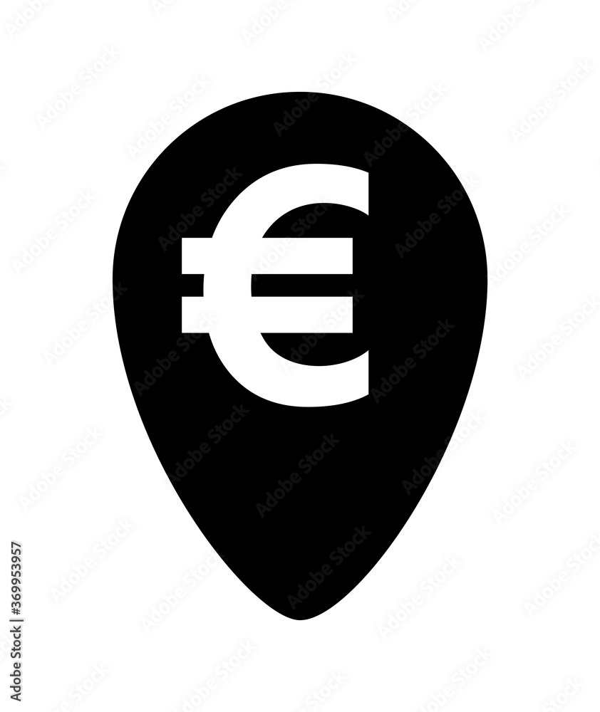 Euro Currency Symbol In Pin Point For Icon Isolated On White Euro