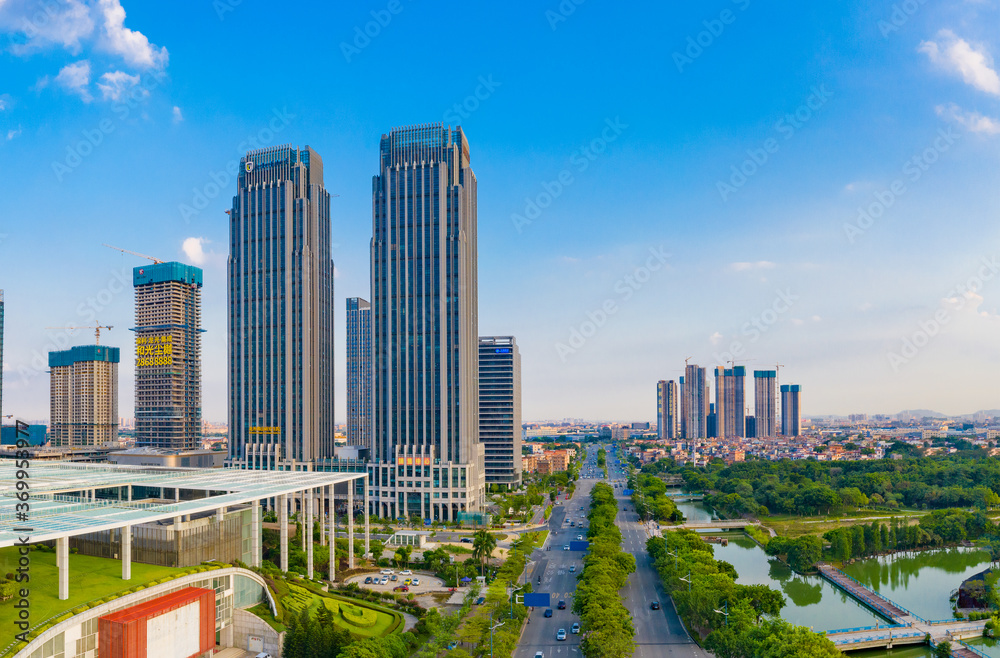 Fototapeta premium Aerial scenery of Dongping new town, Foshan City, Guangdong Province, China