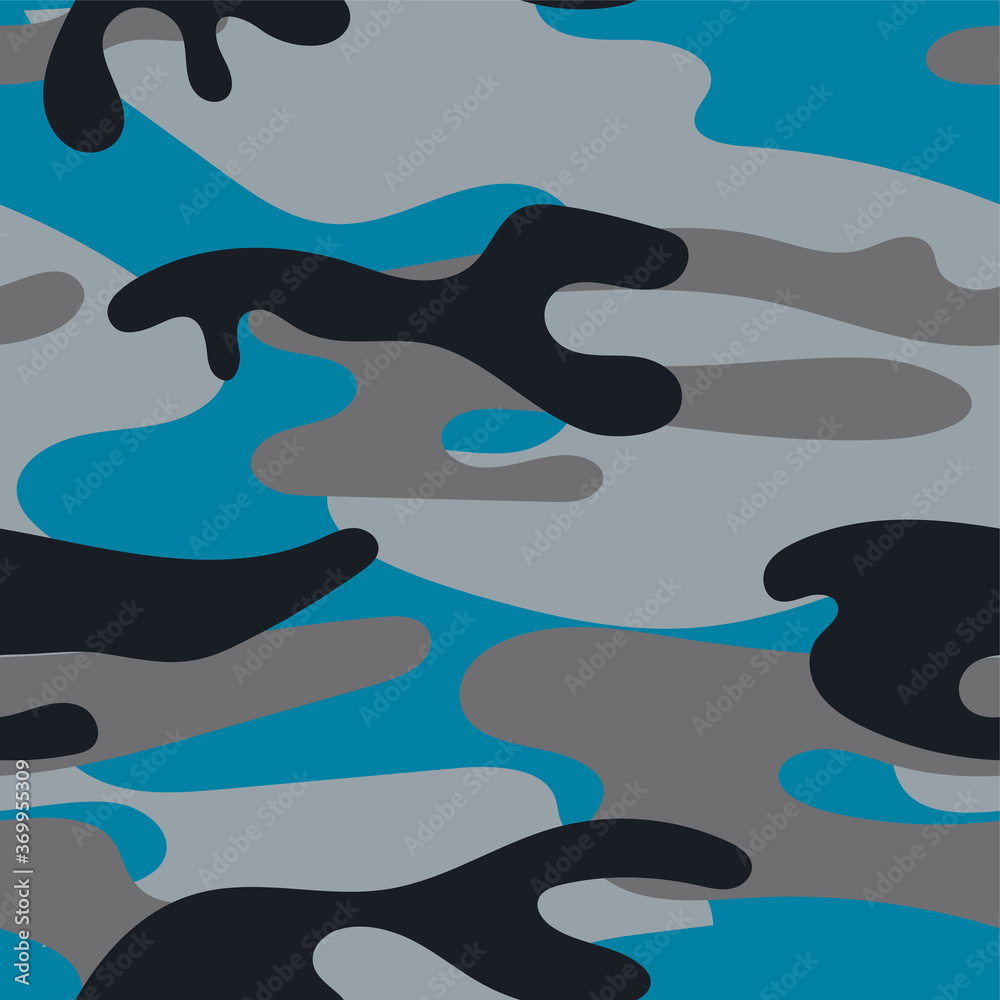 Military camouflage seamless pattern. Khaki texture. Trendy background. Abstract color vector illustration. For design wallpaper, wrapping paper, fabric.