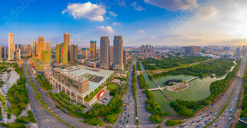 Aerial scenery of Dongping new town  Foshan City  Guangdong Province  China