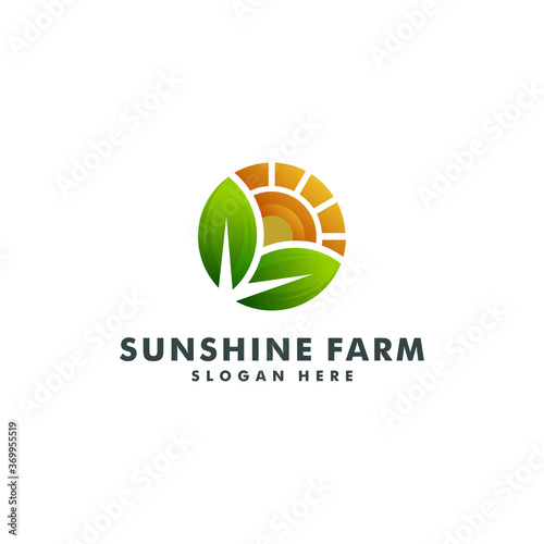 Farm logo template design. sun creative icon vector. sunshine nature logotype