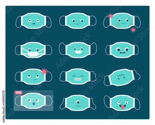 medical masks characters set