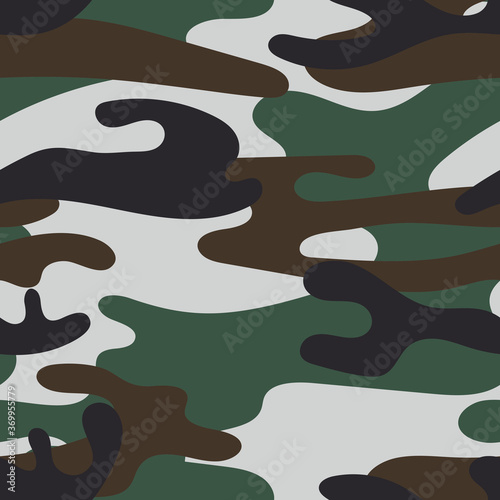 Military camouflage seamless pattern. Khaki texture. Trendy background. Abstract color vector illustration. For design wallpaper, wrapping paper, fabric.