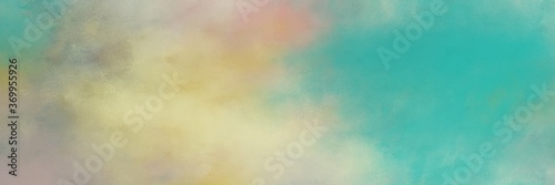 awesome vintage abstract painted background with dark gray, tan and light sea green colors and space for text or image. can be used as horizontal header or banner orientation