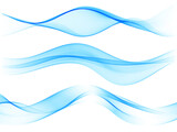 Set of blue abstract wave design element Wave blue flow