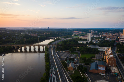 Aerial Sunrise of Rutgers University New Brunswick New Jersey 