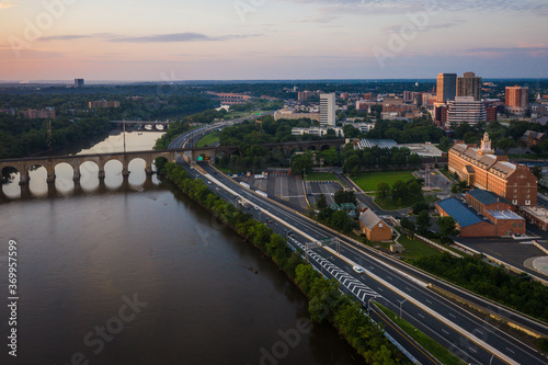 Aerial Sunrise of Rutgers University New Brunswick New Jersey  © Jin