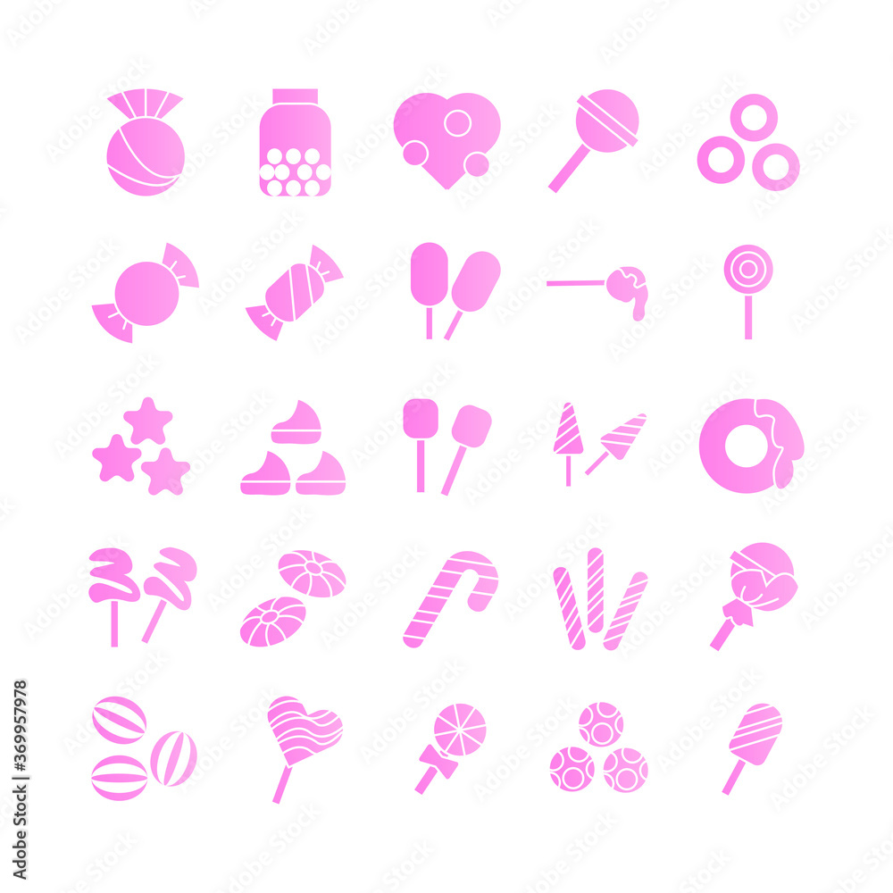 Candy icon set vector gradient for website, mobile app, presentation, social media. Suitable for user interface and user experience