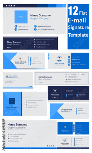 12 Flat Modern Email Signature Template