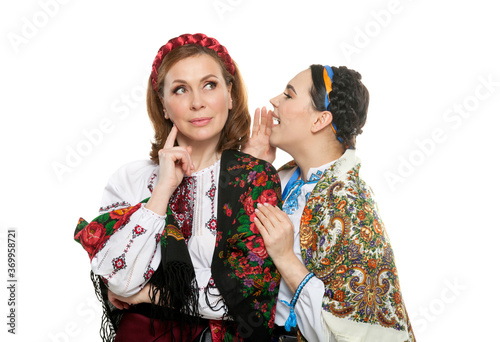 Portrait of adult woman in traditional ukrainian style