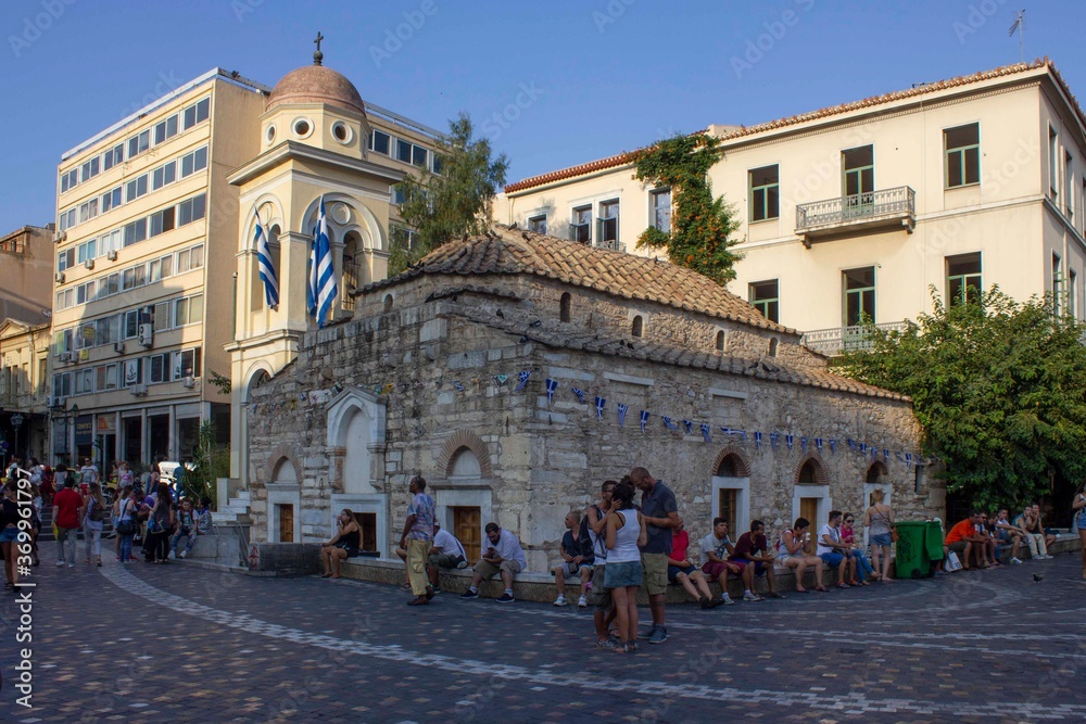 The historic Pantanassa church, or Dormition of the Theotokos, in Monastiraki square in Athens