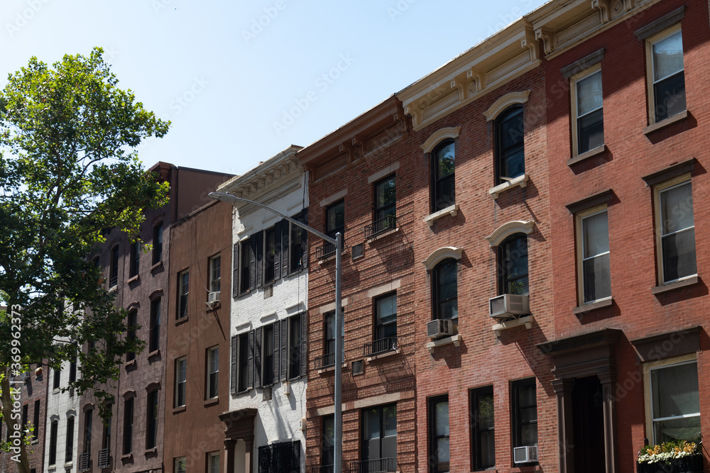 Row of Old Brick Residential Buildings in Kips Bay of New York City