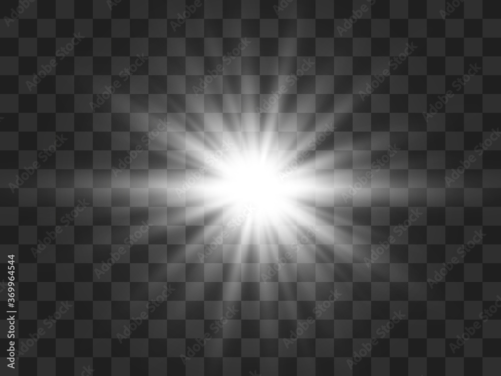 Bright beautiful star.Vector illustration of a light effect on a transparent background. Bright beautiful star.Vector illustration of a light effect on a transparent background.
