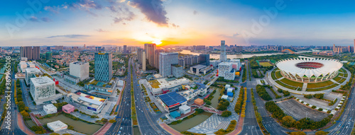 Aerial scenery of Dongping new town, Foshan City, Guangdong Province, China