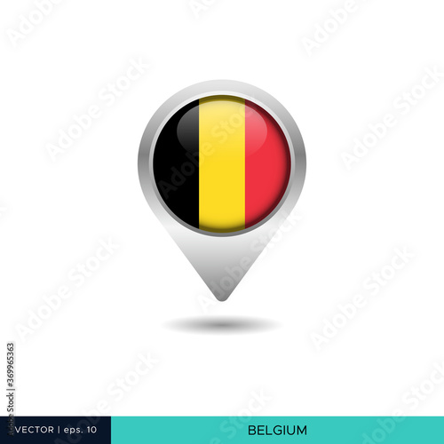 Belgium flag map pin vector design template