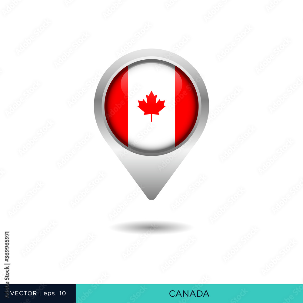Canada flag map pin vector design template Canada flag map pin vector design template