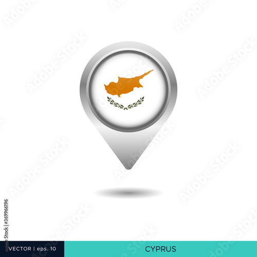 Cyprus flag map pin vector design template