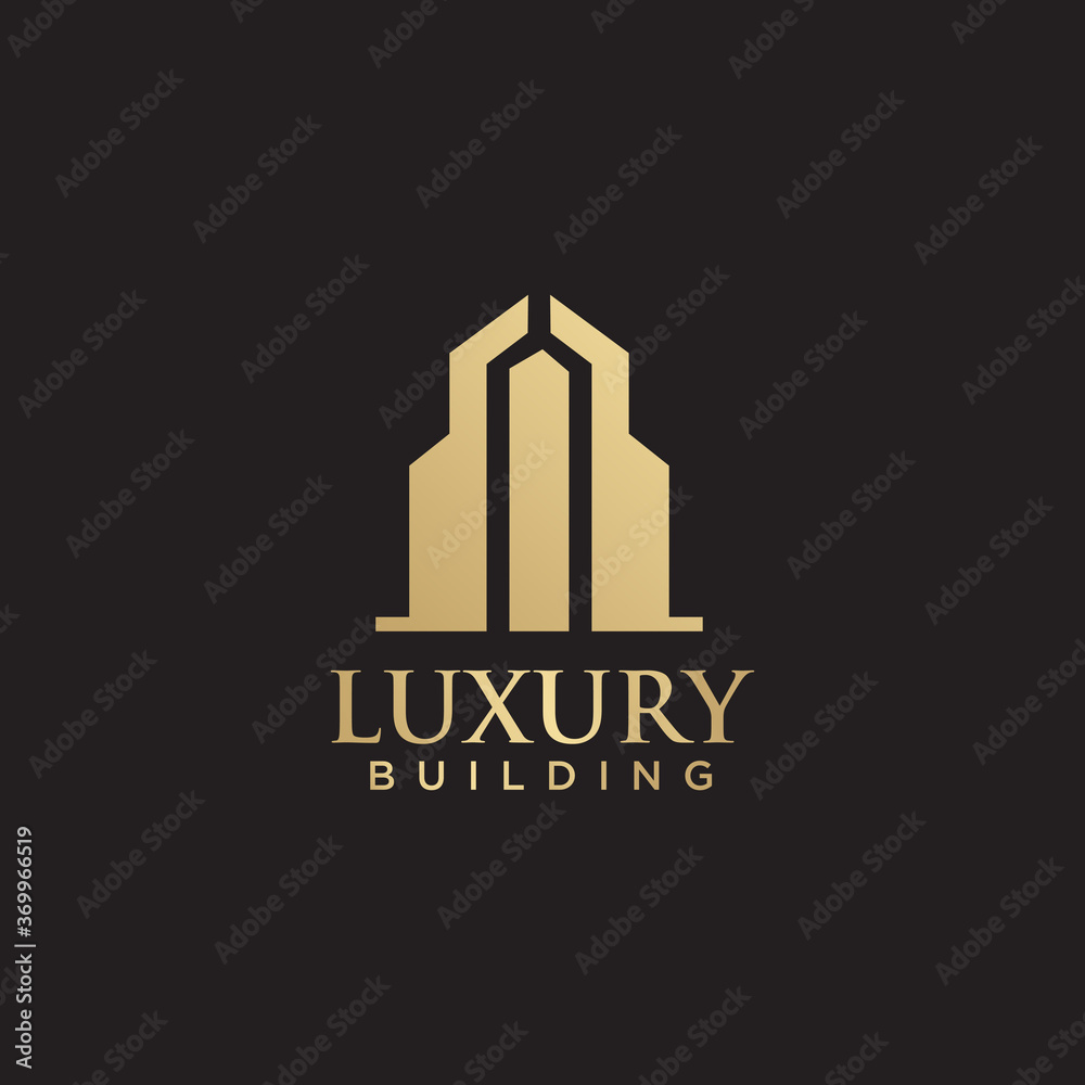 Luxury building logo design with gold color