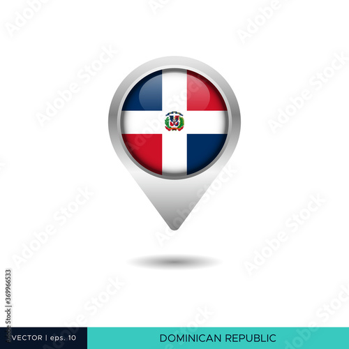 Free Download Dominican Republic flag map pin vector design template - GFXLoad