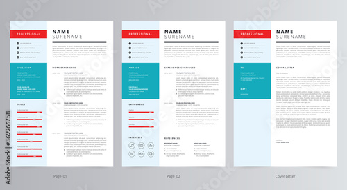 Professional Resume/CV (2 Page) And Cover Letter Template Design
