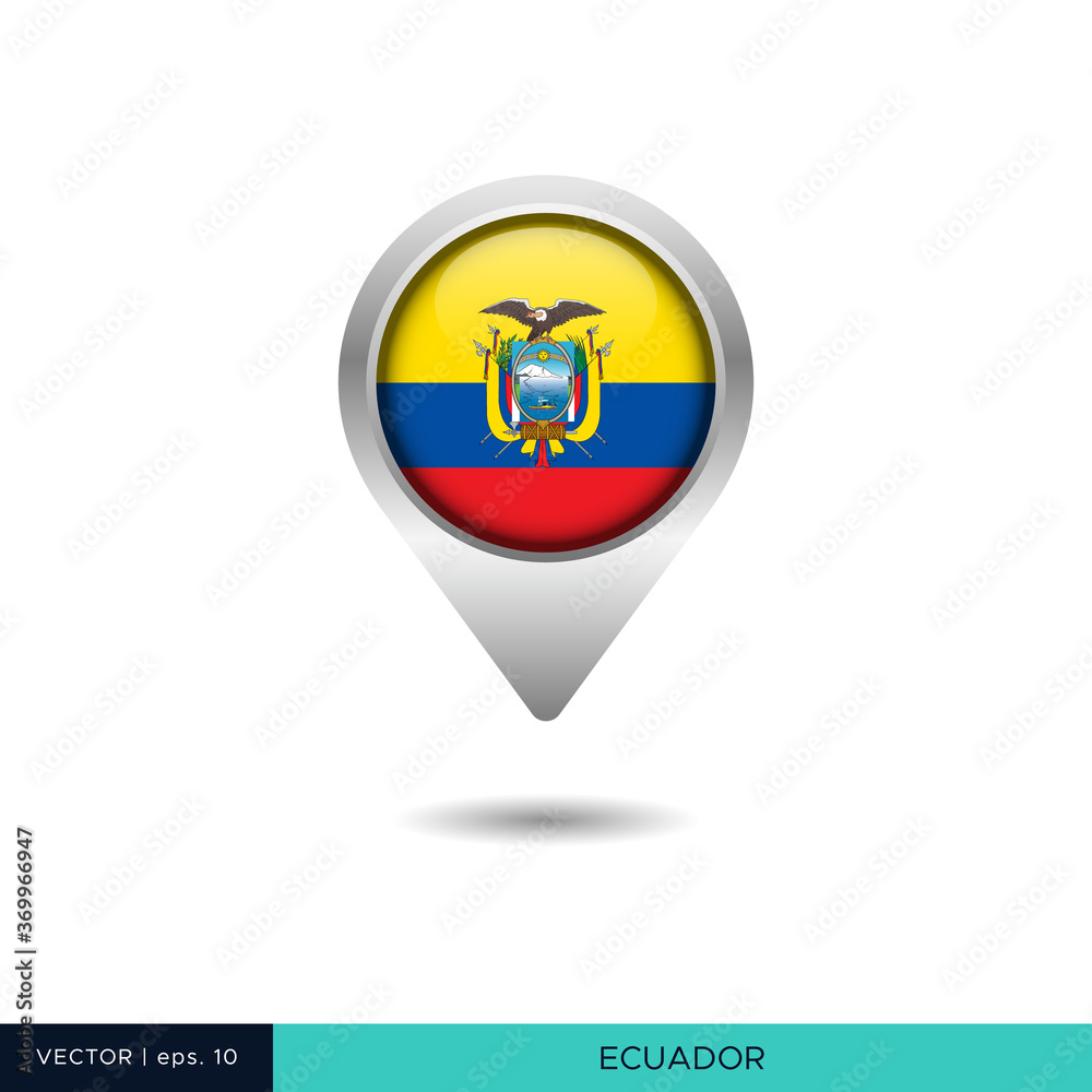 Ecuador flag map pin vector design template Ecuador flag map pin vector design template