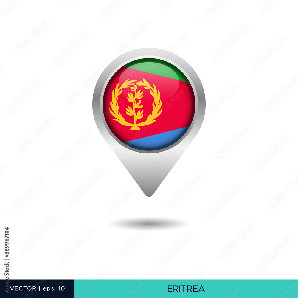 Eritrea flag map pin vector design template Eritrea flag map pin vector design template