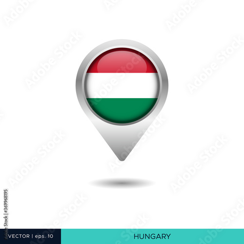 Free Download Hungary flag map pin vector design template - GFXLoad