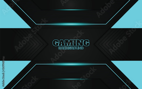 Abstract futuristic black and blue gaming background with modern esport shapes. Vector design template technology concept can use element game banner, sport poster, cyber wallpaper, web streaming