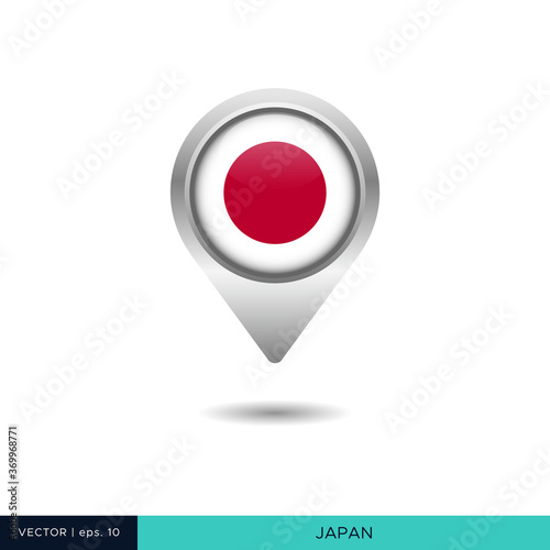 Japan flag map pin vector design template Free Download Japan flag map pin vector design template - GFXLoad