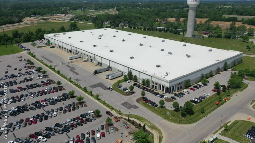 Aerial photo of warehouse and distribution centers near the Cincinnati